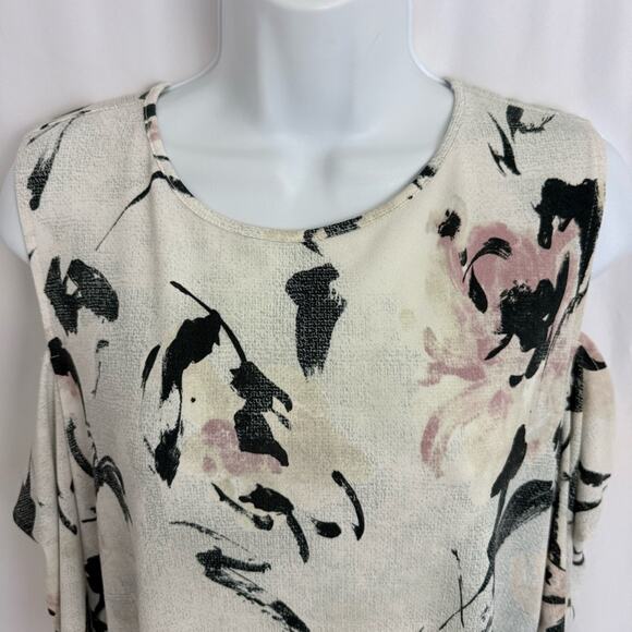 Worthington Open Shoulder Floral Blouse Size X-Large - Picture 2 of 10